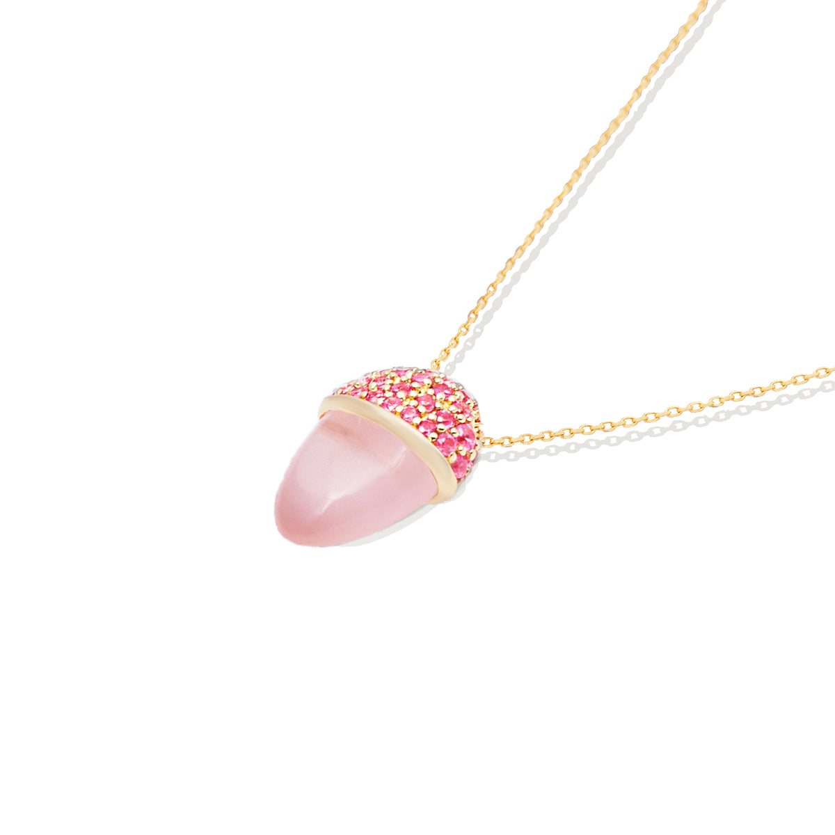 Found Cap Pendant Necklace - Rose Quartz & Pink Sapphire