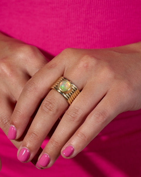 Found Cigar Band Ring - Opal