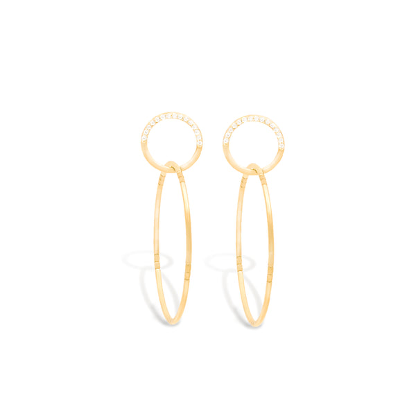 Crew Half Moon Double Hoop Earrings - Diamond