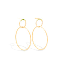 Load image into Gallery viewer, The Crew Half Moon Double Hoop Earrings - Tsavorite &amp; Diamond
