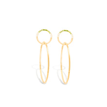 Load image into Gallery viewer, Crew Half Moon Double Hoop Earrings - Tsavorite &amp; Diamond
