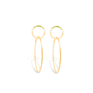 Crew Half Moon Double Hoop Earrings - Tsavorite & Diamond