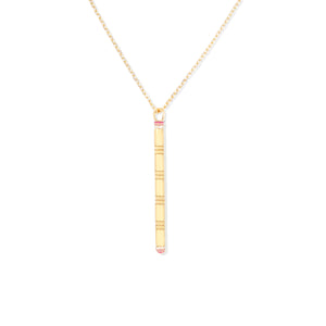 The Crew Stick Pendant Necklace - Pink Sapphire & Diamond