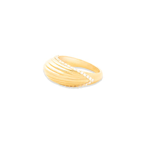 Edge Ribbed Domed Ring