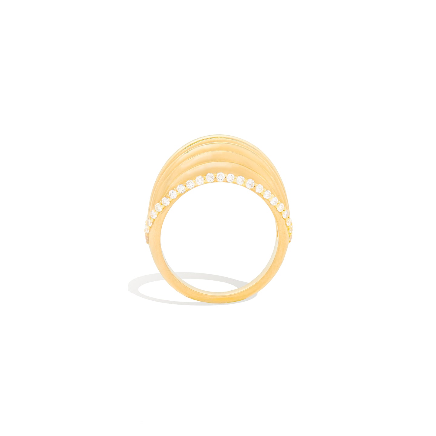 Edge Ribbed Domed Ring