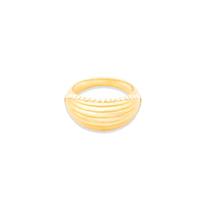 Edge Ribbed Domed Ring