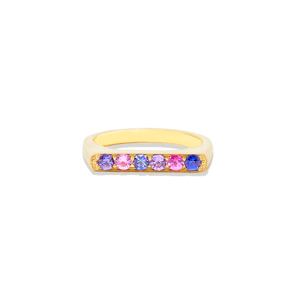 Edge Straight Stacking Ring - Multi Color Sapphire