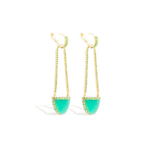 Load image into Gallery viewer, Found Cap Chandelier Earring with Stone - Chrysoprase &amp; Tsavorite
