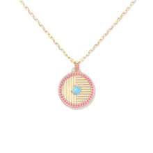 Load image into Gallery viewer, Found Large Disk Pendant - Pink Sapphire &amp; Turquoise
