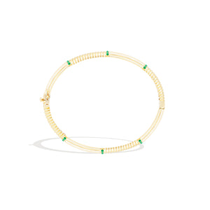 Found Ribbed Bangle Bracelet - Tsavorite