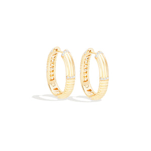 Found Ribbed Oval Hoop Earring - Diamond