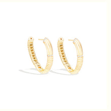 Load image into Gallery viewer, Found Ribbed Oval Hoop Earring - Diamond
