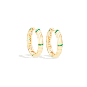 Found Ribbed Oval Hoop Earring - Tsavorite