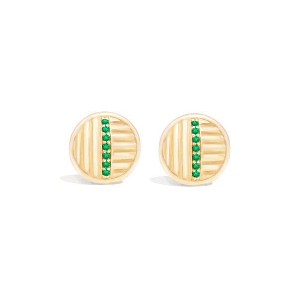 Found Ribbed Stud Earring - Tsavorite