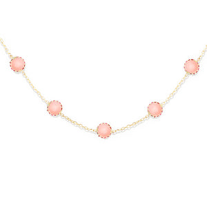 Found Cabochon Station Necklace - Pink Sapphire & Opal