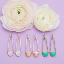 Load image into Gallery viewer, Found Cap Chandelier Earring with Stone - Turquoise &amp; Pink Sapphire
