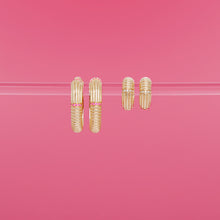 Load image into Gallery viewer, Found Ribbed Oval Hoop Earring - Pink Sapphire
