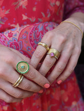 Load image into Gallery viewer, Found Ribbed Cocktail Ring - Turquoise &amp; Pink Sapphire
