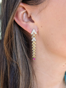 Spark Chevron Link Chandelier Earring - Pink Sapphire