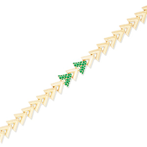 Spark Chevron Link Bracelet - Emerald