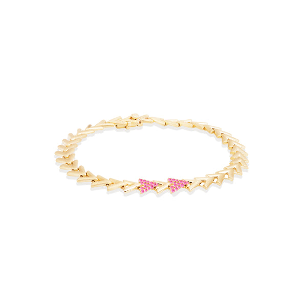 Spark Chevron Link Bracelet - Pink Sapphire