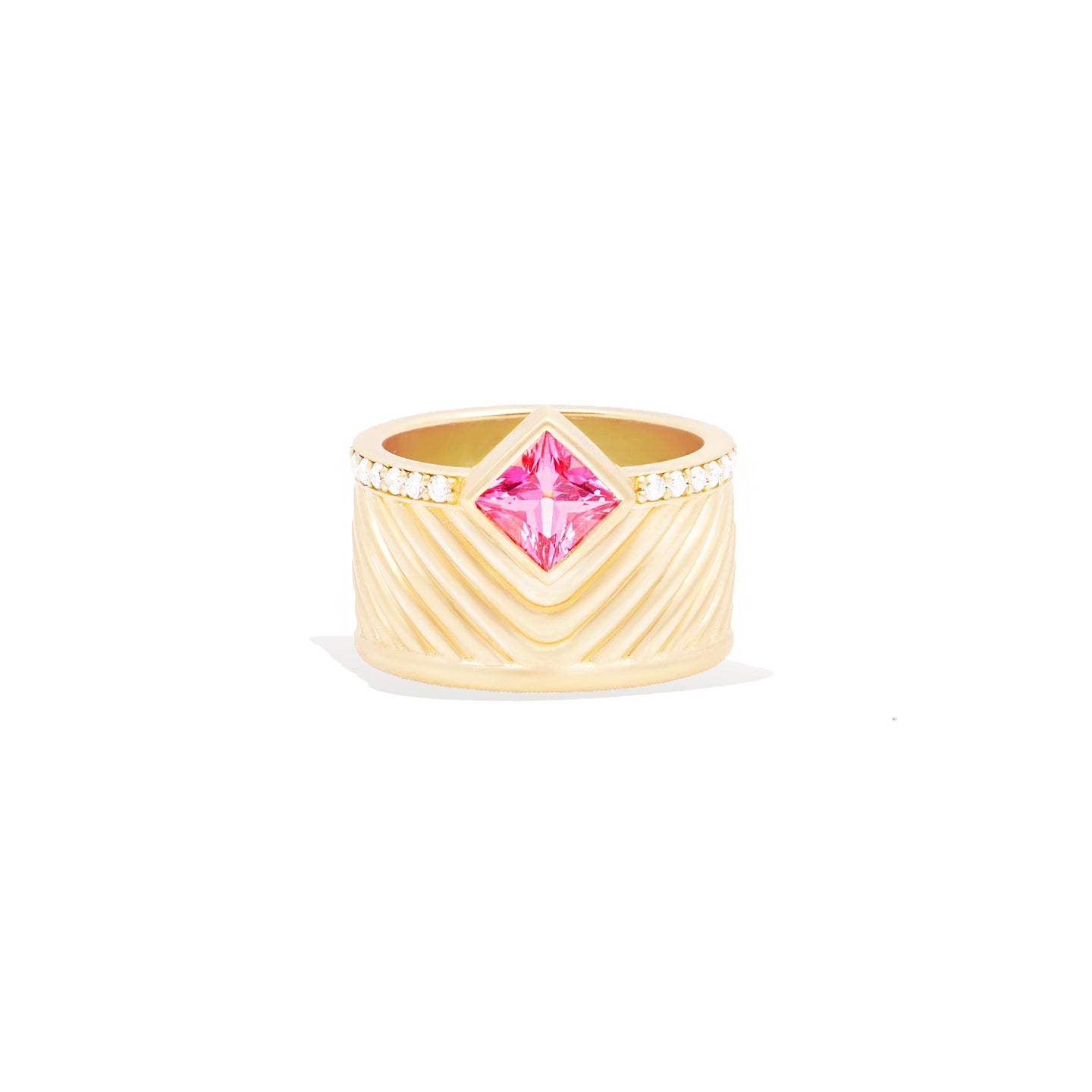 Spark Chevron Cigar Band Ring - Pink Sapphire