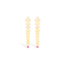 Load image into Gallery viewer, Spark Chevron Link Chandelier Earring - Pink Sapphire
