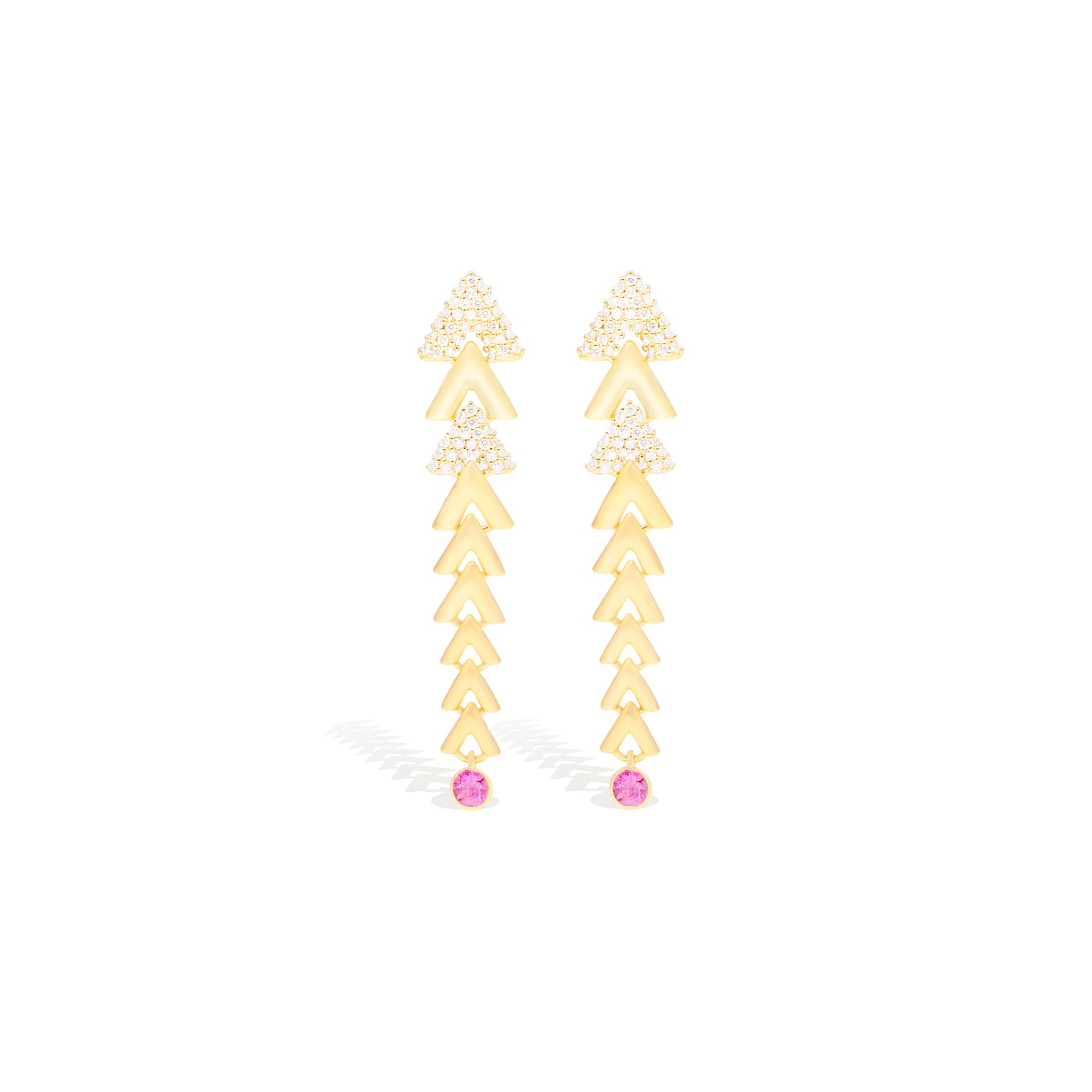 Spark Chevron Link Chandelier Earring - Pink Sapphire