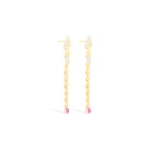 Spark Chevron Link Chandelier Earring - Pink Sapphire