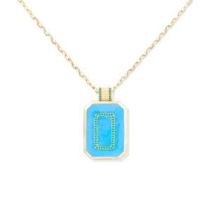 Spark Emerald Cut Pendant Necklace - Turquoise & Emerald