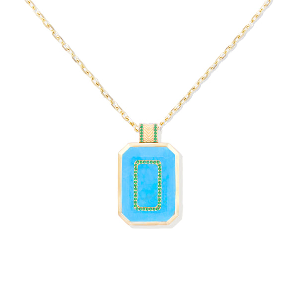 Spark Emerald Cut Pendant Necklace - Turquoise & Emerald