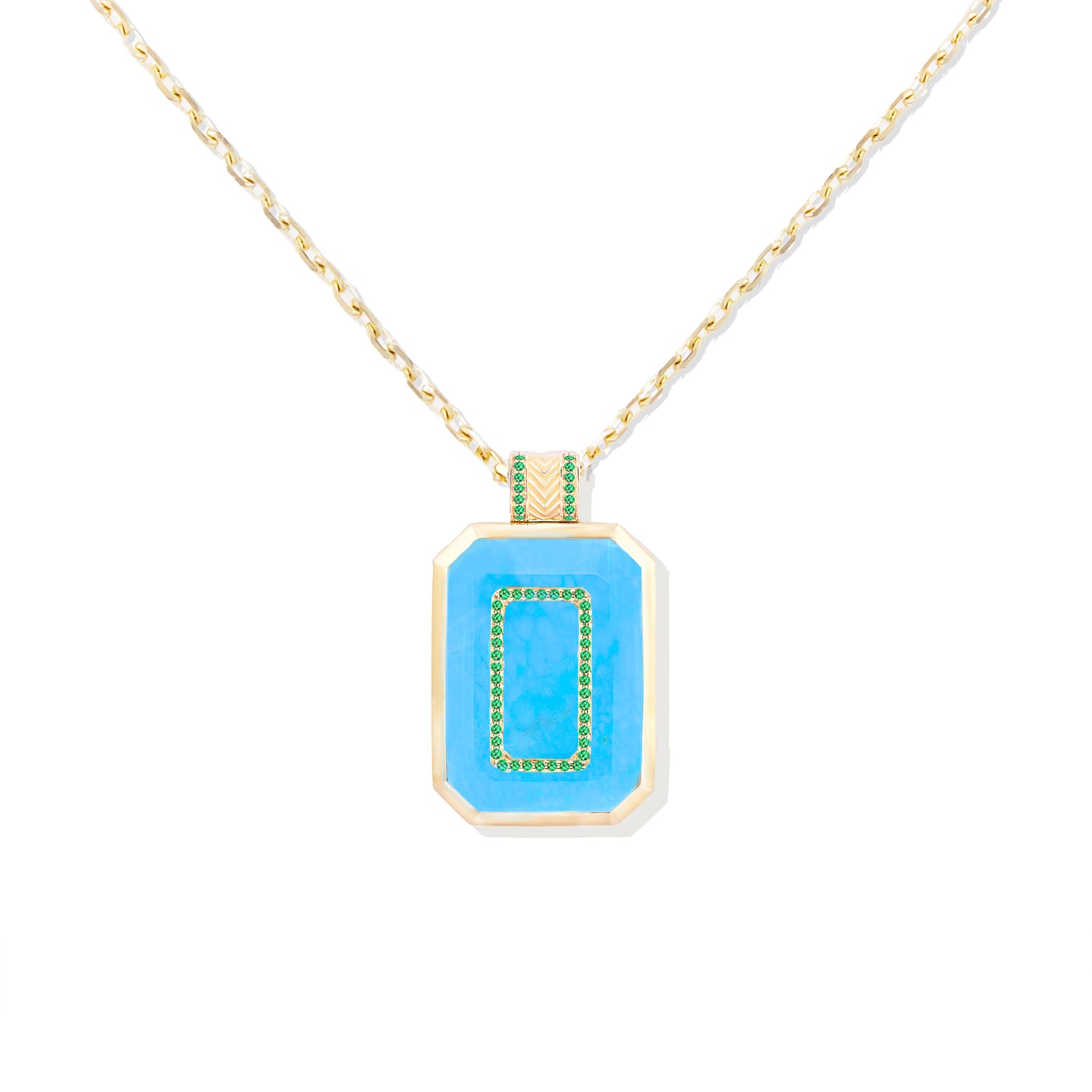 Spark Emerald Cut Pendant Necklace - Turquoise & Emerald