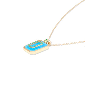 Spark Emerald Cut Pendant Necklace - Turquoise & Emerald