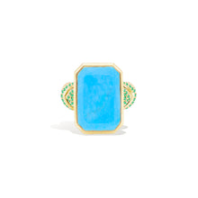 Load image into Gallery viewer, Spark Chevron Emerald Cut Cocktail Ring - Turquoise &amp; Emerald
