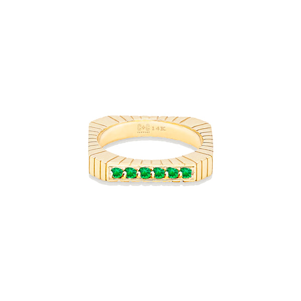 Spark Etched Stacking Band Ring - Emerald