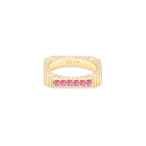 Spark Etched Stacking Band Ring - Pink Sapphire