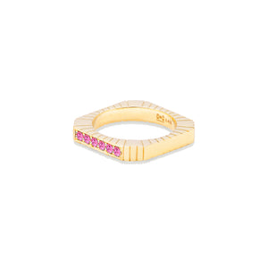 Spark Etched Stacking Band Ring - Pink Sapphire