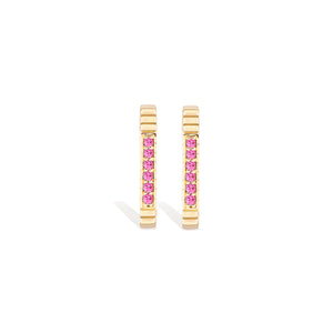 Spark Octagon Hoop Earring - Pink Sapphire