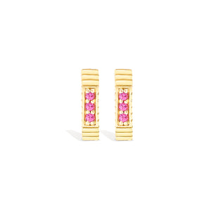 Spark Octagon Huggie - Pink Sapphire