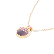 Load image into Gallery viewer, Spark Octagon Pendant Necklace - Black Mother of Pearl &amp; Pink Sapphire
