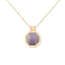 Load image into Gallery viewer, Spark Octagon Pendant Necklace - Black Mother of Pearl &amp; Pink Sapphire
