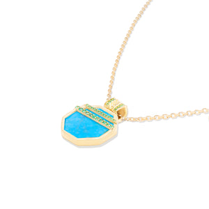 Spark Octagon Pendant Necklace - Turquoise & Emerald