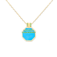 Load image into Gallery viewer, Spark Octagon Pendant Necklace - Turquoise &amp; Emerald
