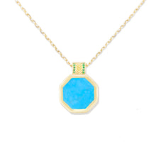 Load image into Gallery viewer, Spark Octagon Pendant Necklace - Turquoise &amp; Emerald
