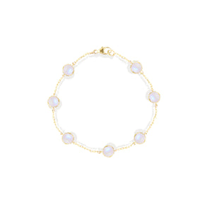 Found Cabochon Station Bracelet - Moonstone & Diamond