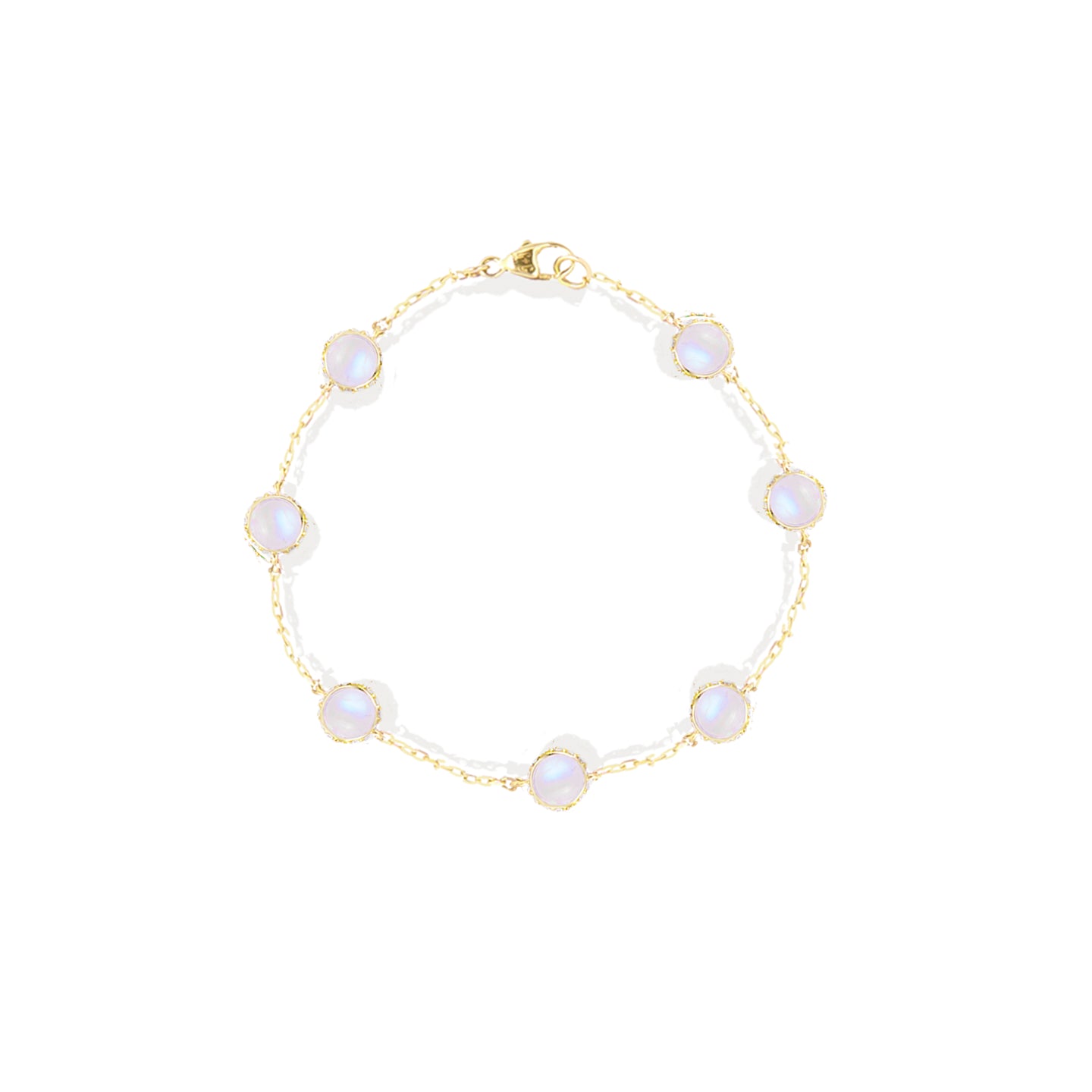 Found Cabochon Station Bracelet - Moonstone & Diamond