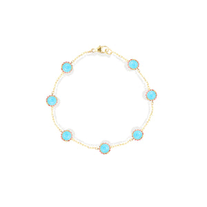 Found Cabochon Station Bracelet - Turquoise & Pink Sapphire