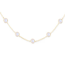 Load image into Gallery viewer, Found Cabochon Station Necklace - Rainbow Moonstone &amp; Diamond
