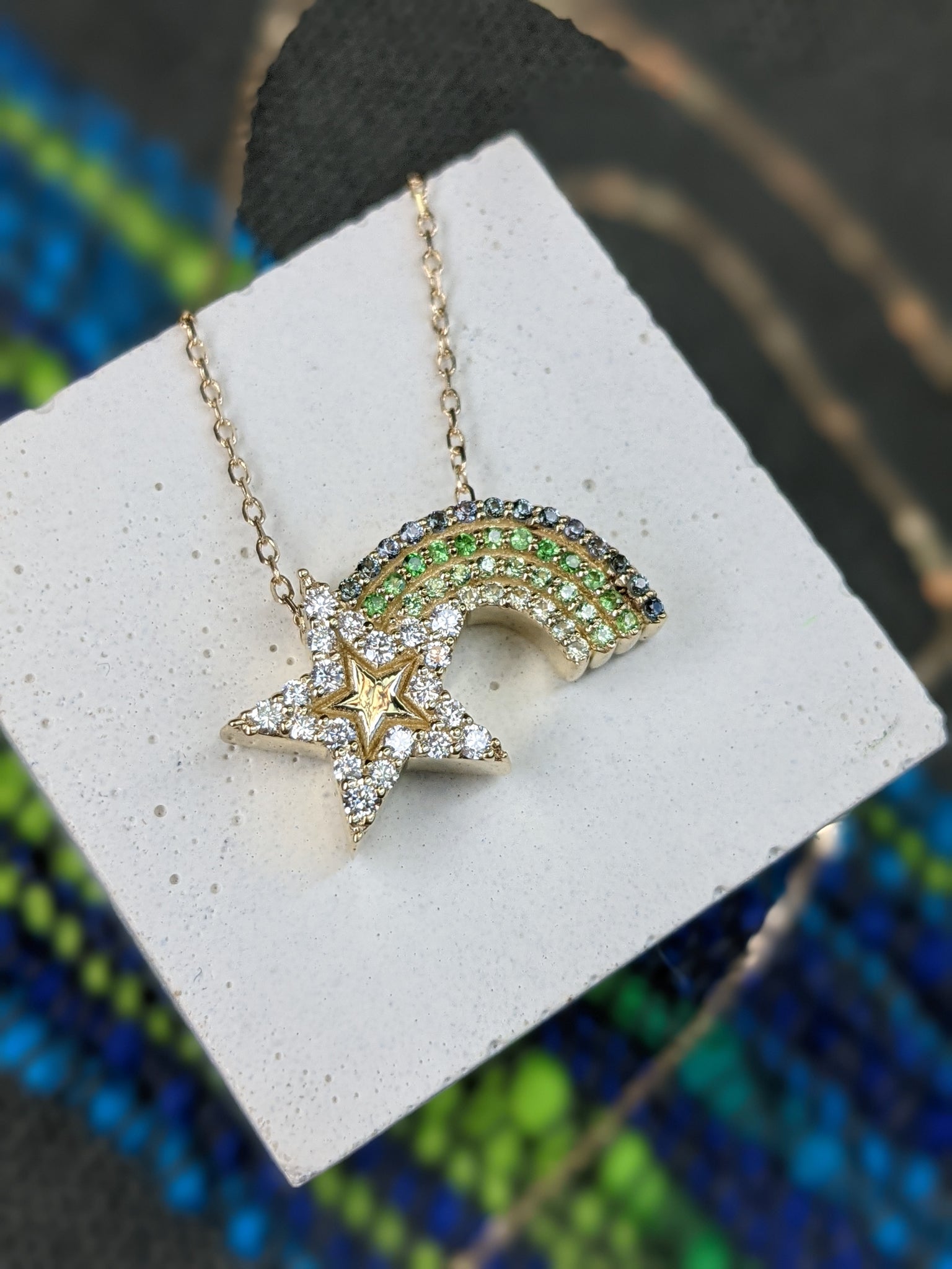 Shooting Star Charm Necklace with Diamonds