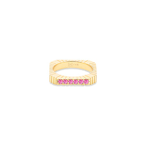 Spark Etched Stacking Band Ring - Pink Sapphire
